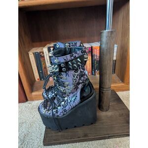 Dolls Kill Women's Size 6 Widows Lace Black Platform Pleasure Gothic Boots